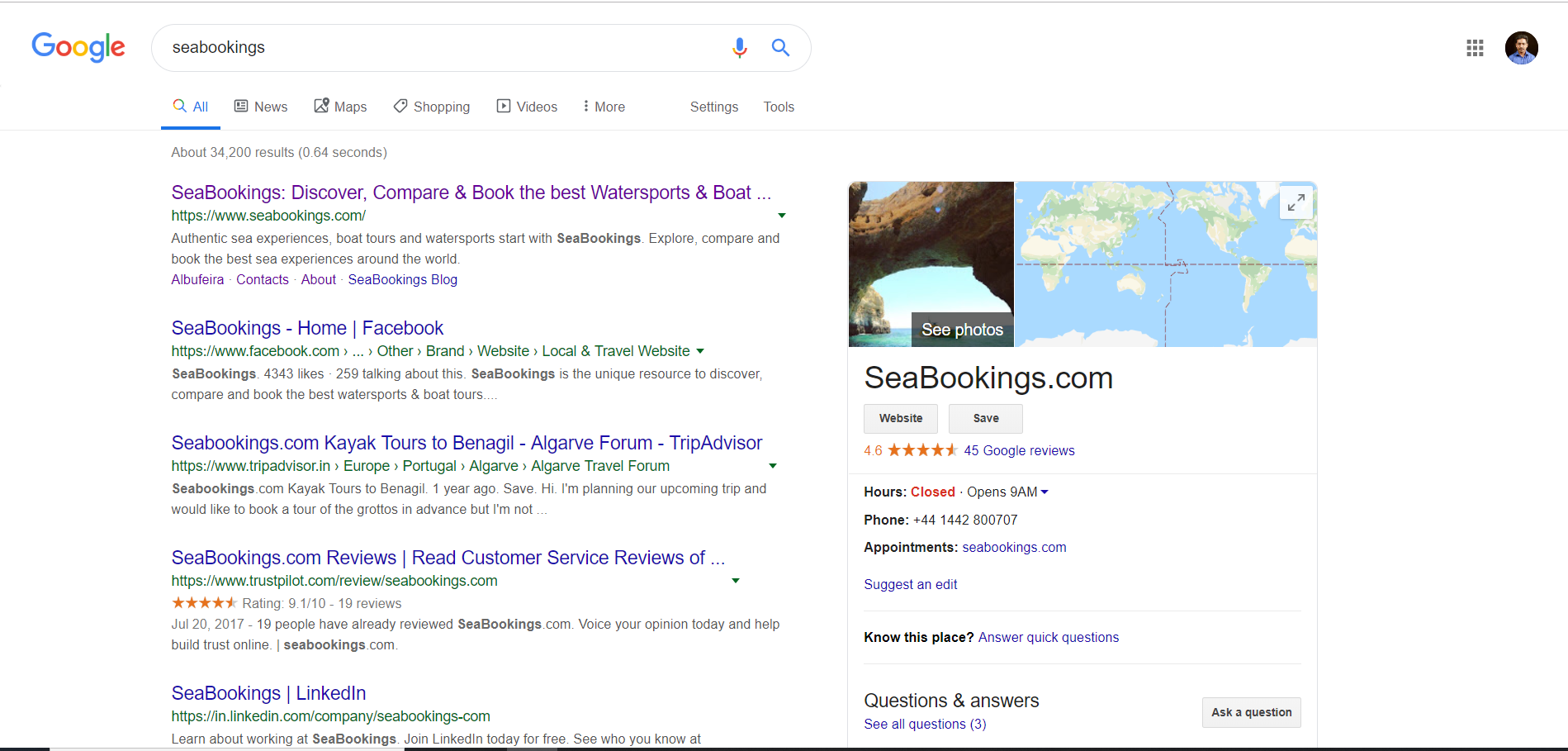 Seabookings Google Review alt text